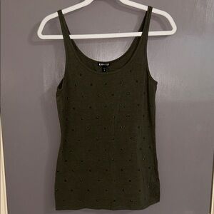 Express Olive Green Beaded Tank Medium